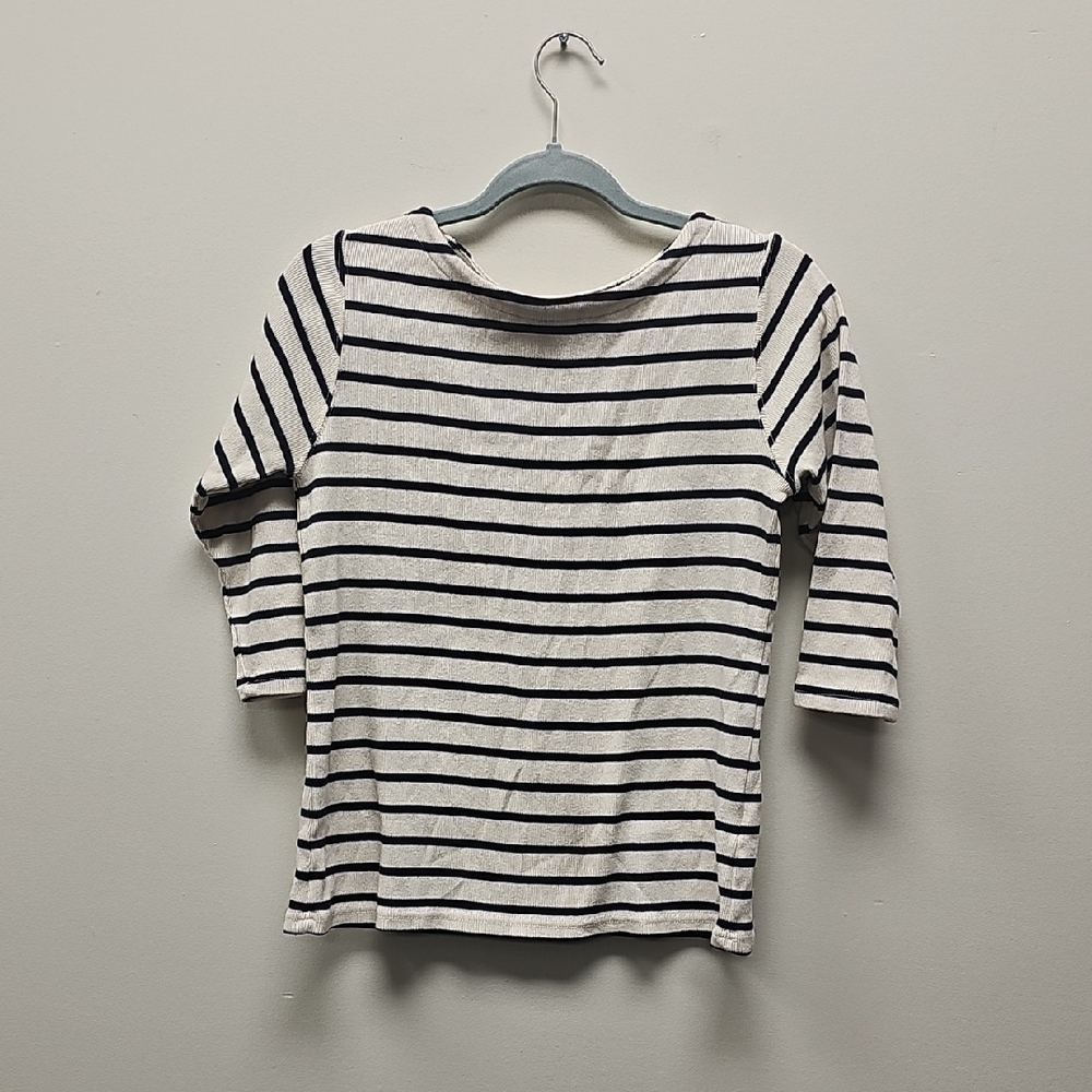 Ll Bean Striped Black and White Top